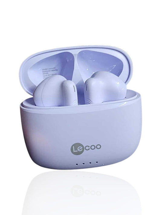 Lecoo E1 – TWS Wireless Bluetooth Earbuds (Lavender Purple) 30mAh Earbuds • 300mAh Charging Case • Deep Bass • Clear Calls • Ultra-Light Semi-In-Ear Design